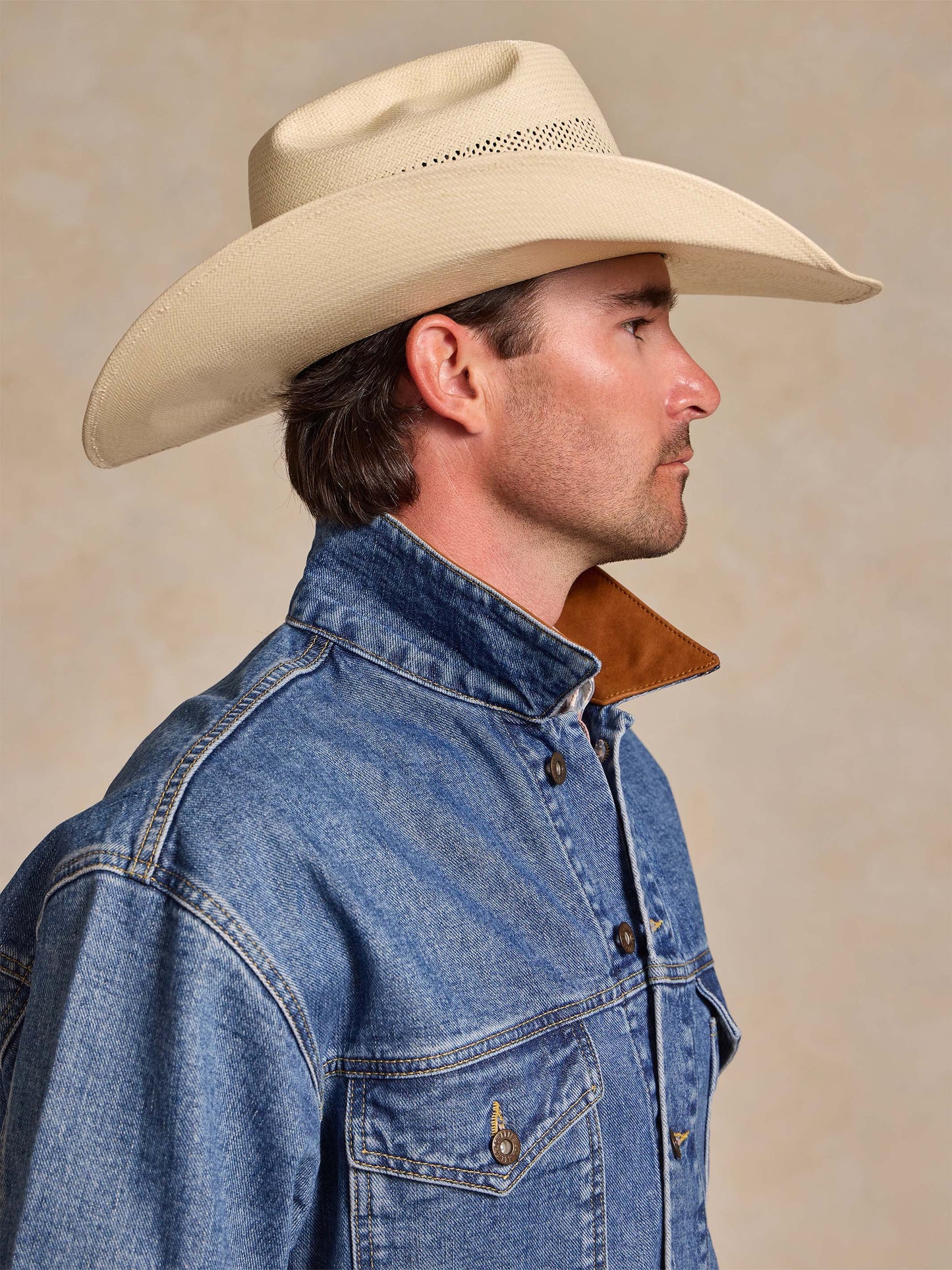 Schaefer Outfitter Legend Denim Jacket | Men's Western Jean Jacket with Leather Collar
