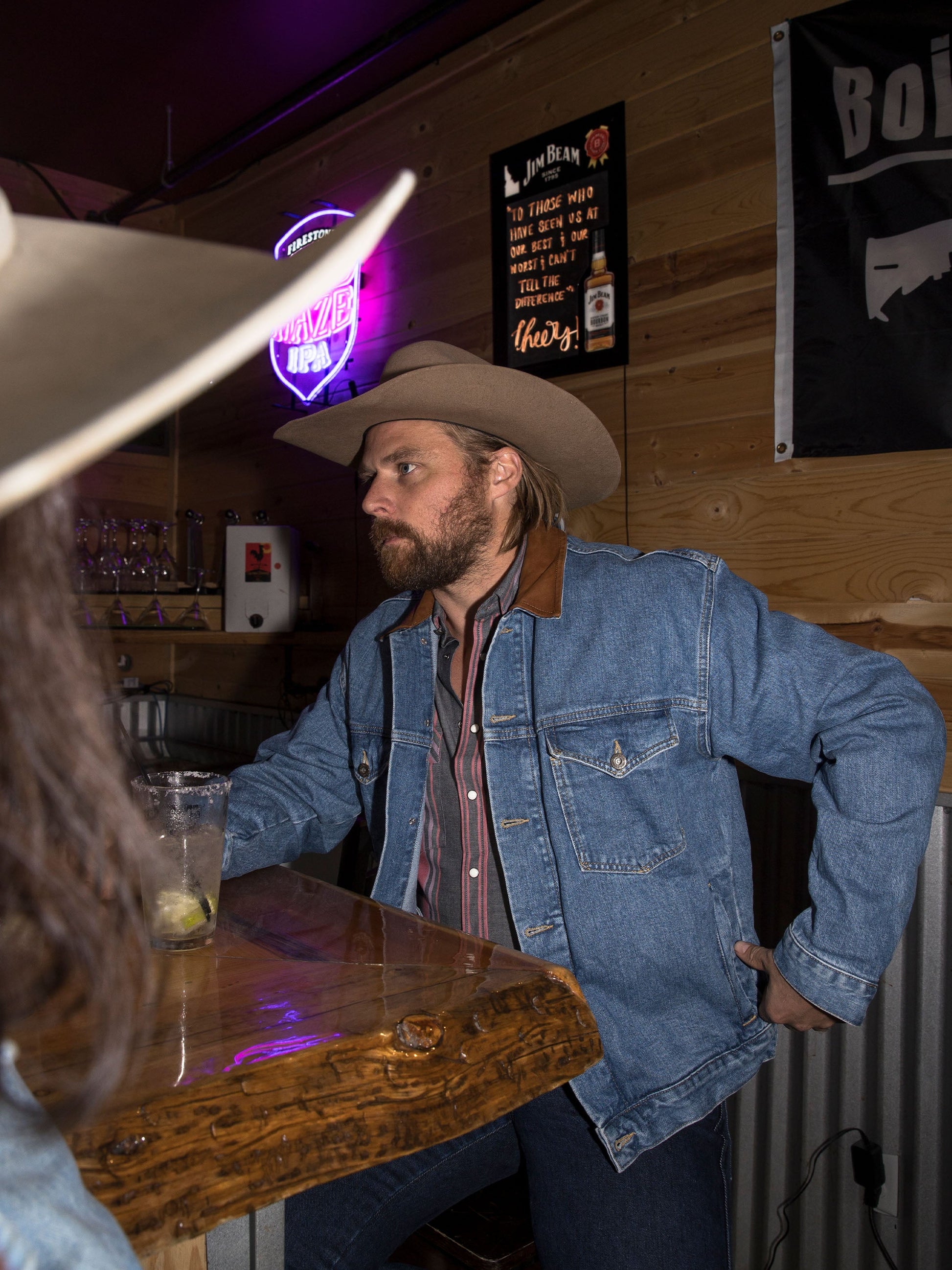 Schaefer Outfitter Legend Denim Jacket | Men's Western Jean Jacket with Leather Collar
