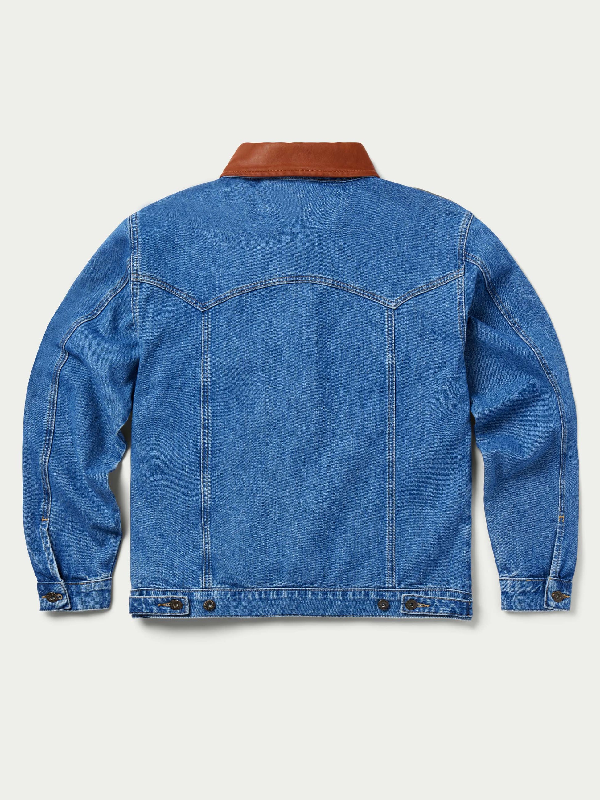 Schaefer Outfitter Legend Denim Jacket | Men's Western Jean Jacket with Leather Collar