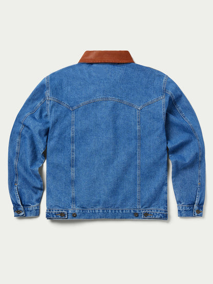 Schaefer Outfitter Legend Denim Jacket | Men's Western Jean Jacket with Leather Collar