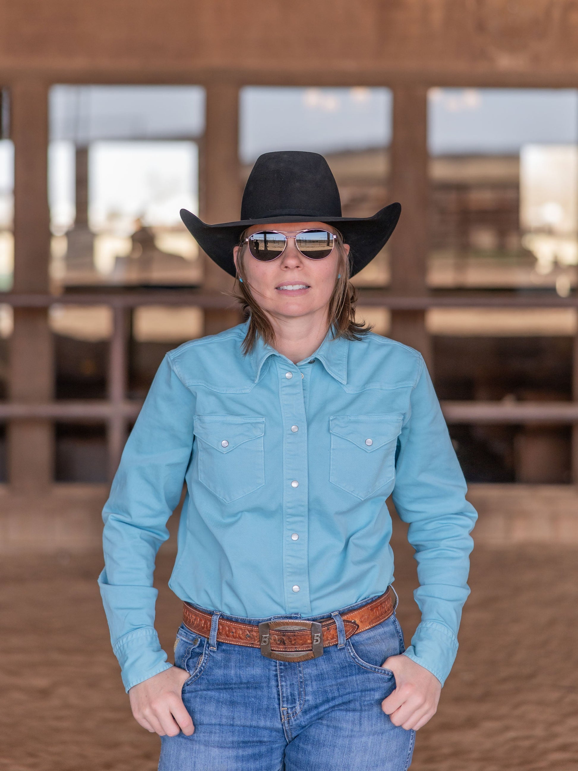 Schaefer Outfitter Women's Western Denim Snap Shirt