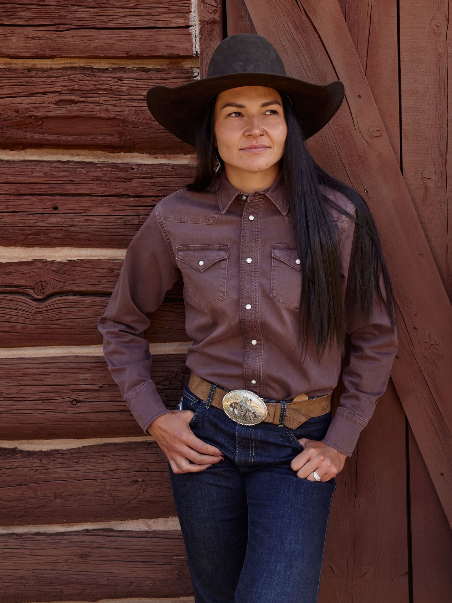 Schaefer Outfitter Women's Western Denim Snap Shirt