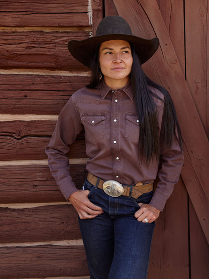Schaefer Outfitter Women's Western Denim Snap Shirt
