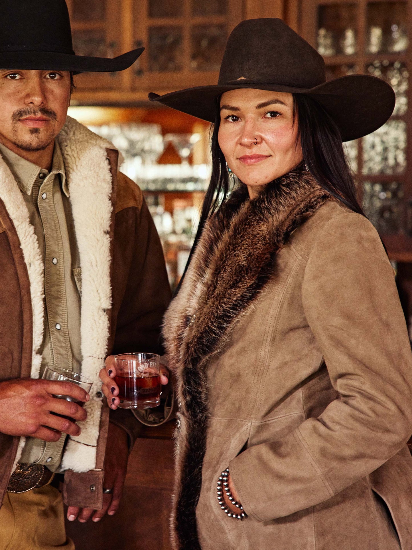 Schaefer Outfitter Women's Suede Coat With Toscana Shearling Collar