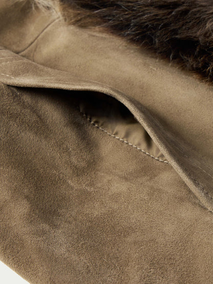 Schaefer Outfitter Women's Suede Coat With Toscana Shearling Collar