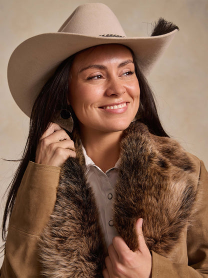 Schaefer Outfitter Women's Suede Coat With Toscana Shearling Collar