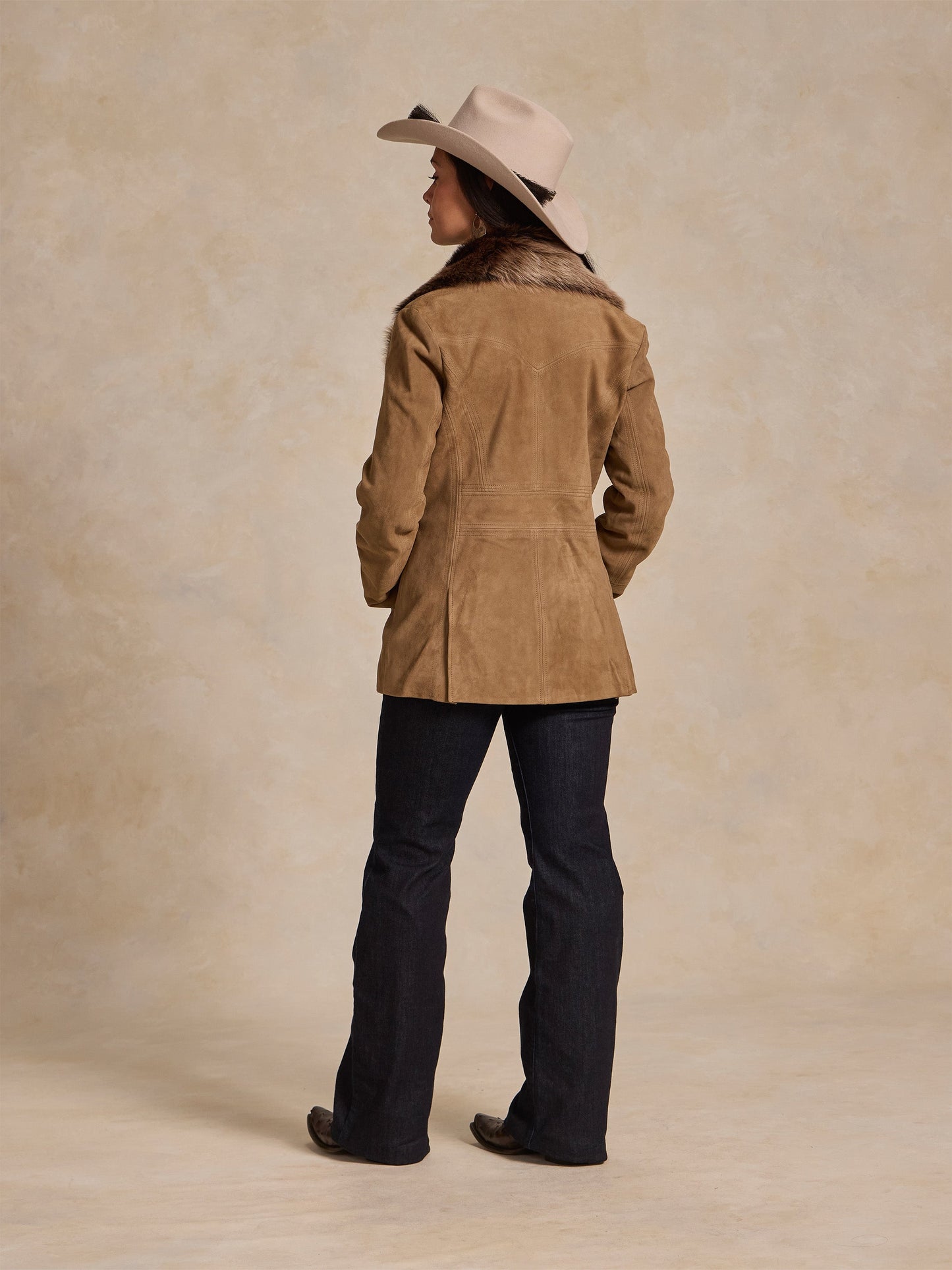 Schaefer Outfitter Women's Suede Coat With Toscana Shearling Collar