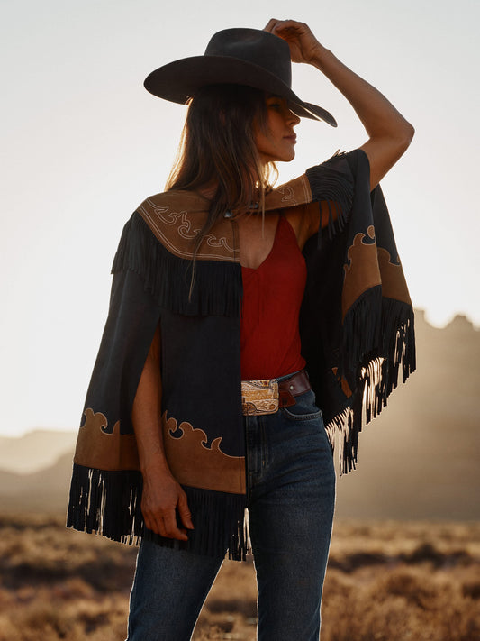 Schaefer Outfitter Women's Suede Fringe Cape